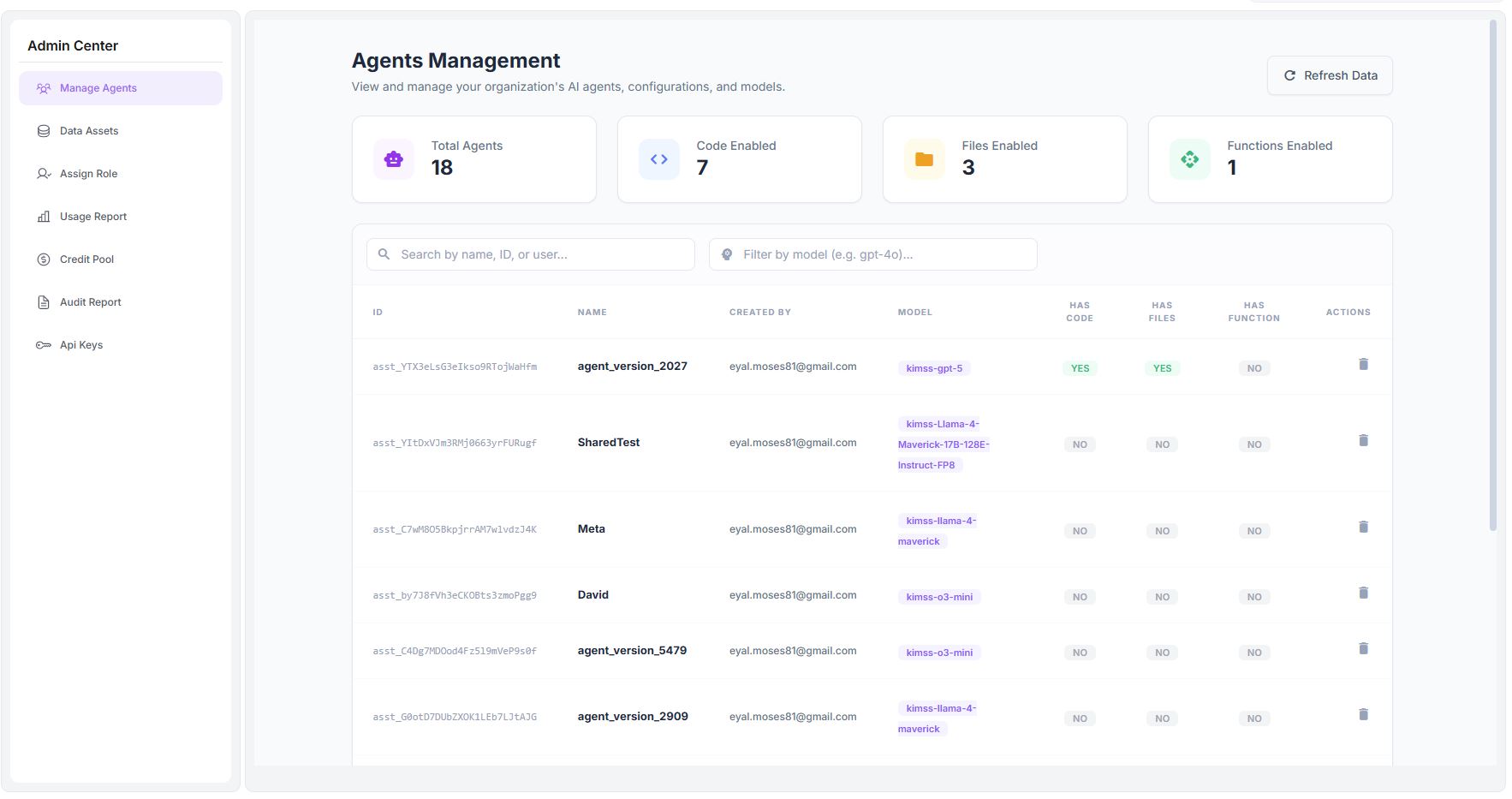 Agent Management Dashboard