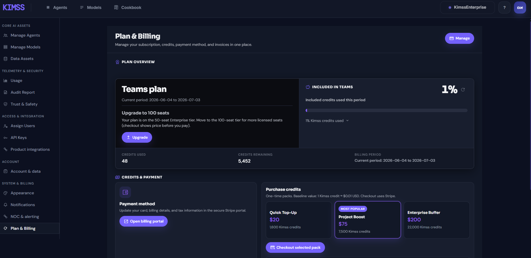 Plans and billing