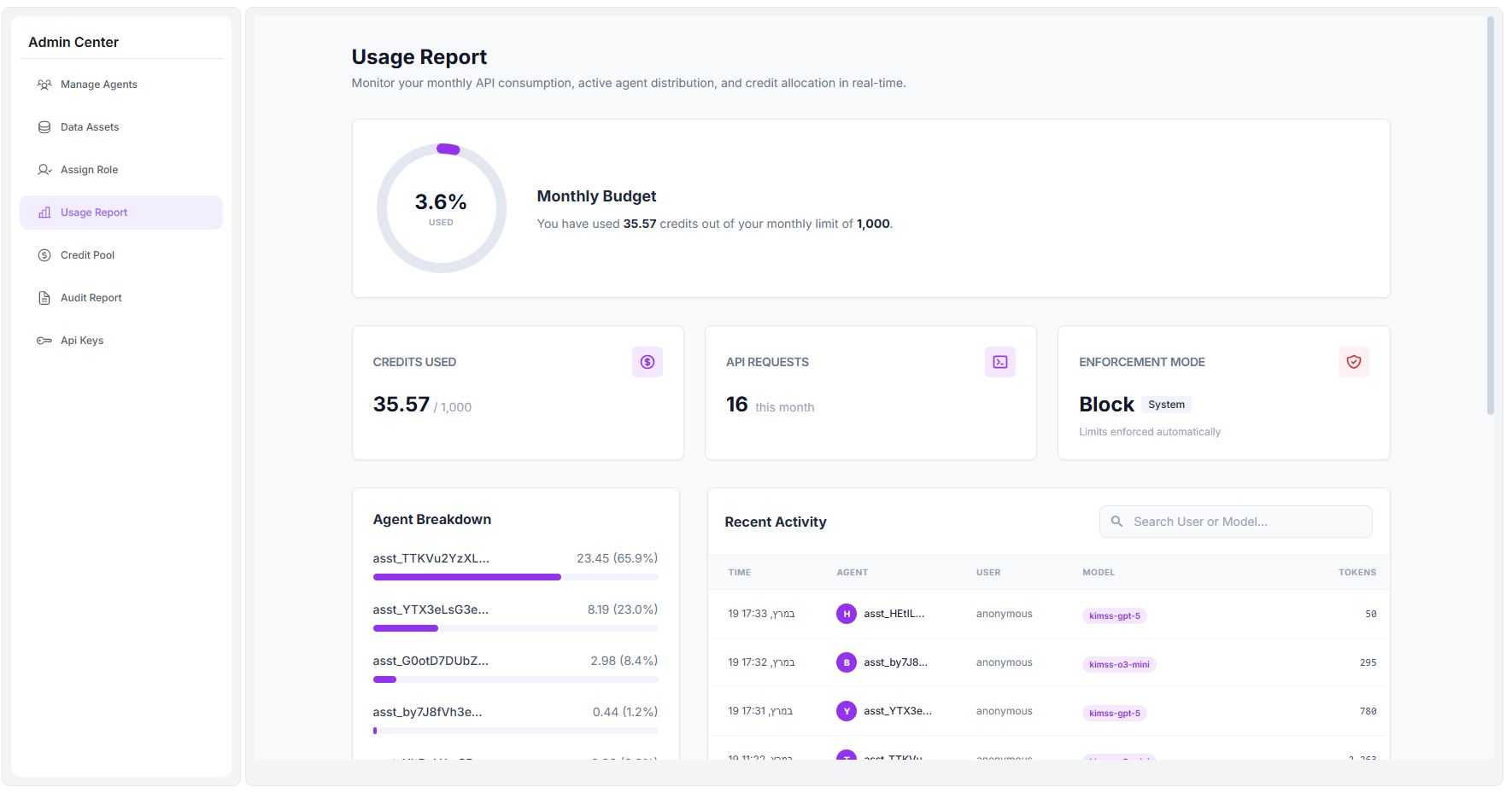 Usage Report Dashboard